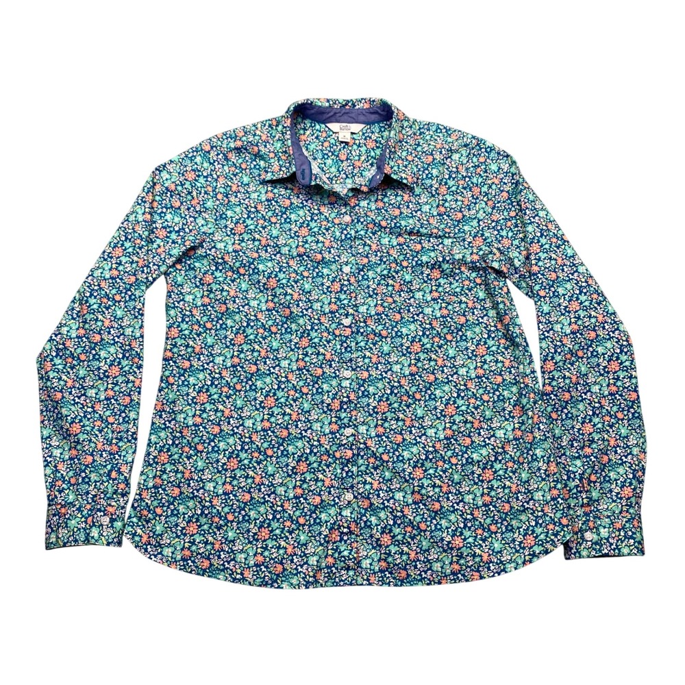 Croft & Barrow Womens Blue Liberty Sarah Floral Button Down Shirt Long Sleeve M